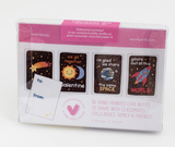 Mini Valentines Box Set | Outer Space with 16 letterpressed cards featuring cute space-themed Valentine designs