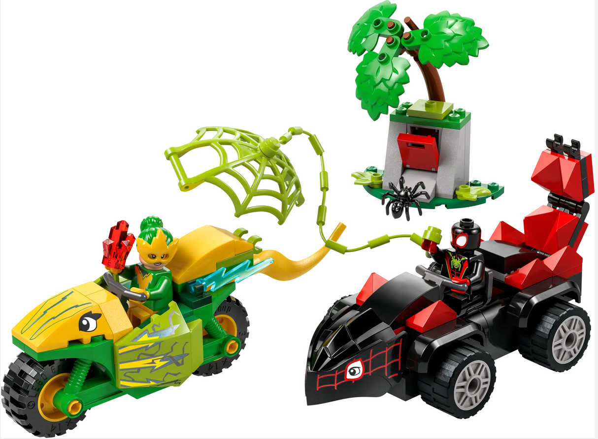 Spidey Spin and Electro Dinosaur Vehicle Chase