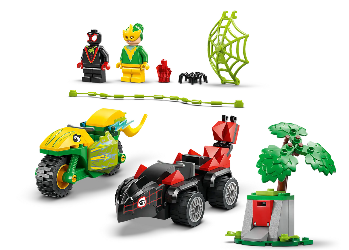 Spidey Spin and Electro Dinosaur Vehicle Chase