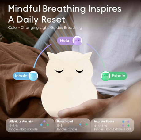 Breathing Pal | Ollie the Owl shows guided breathing with color-changing light for anxiety, focus, and relaxation.