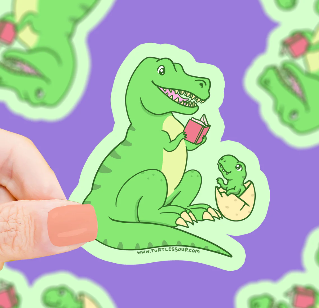 Reading T-Rex Dino Sticker