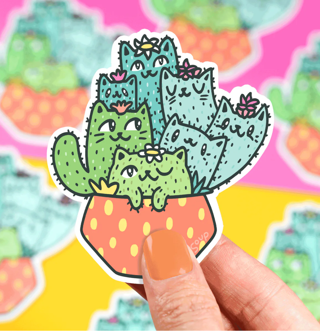 Cat Catus Garden Sticker