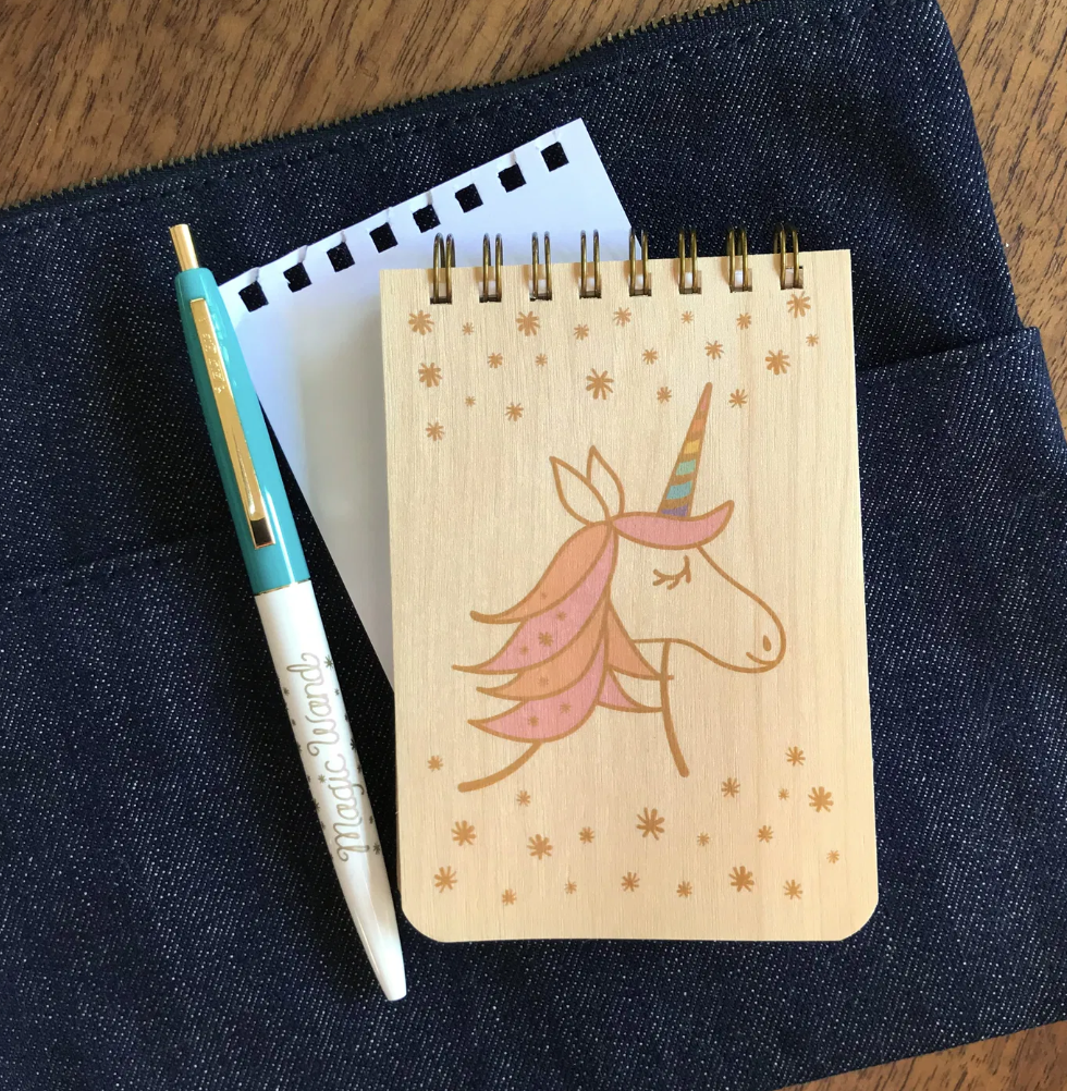 Mini Wood Notebook | Magical Unicorn