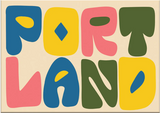Portland Colorblock Magnet featuring hand-pressed bold color block letters with a flexi-ceramic magnetic back.