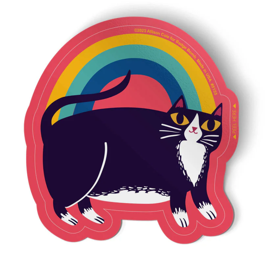 Rainbow Tuxedo Cat Sticker