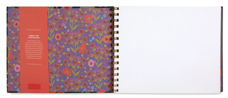 Artist Sketchbook | Victoria with Victoria Ball’s floral artwork, open to blank pages on high-quality 160 GSM sketch paper.