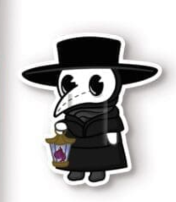 Plague Doctor Bandages featuring a cute cartoon doctor with mask and lantern, perfect for kids' first aid kits.