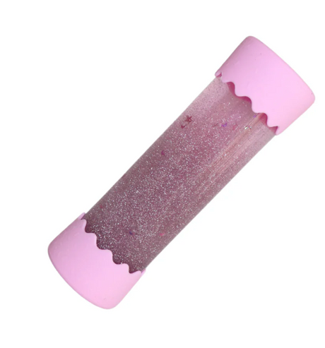 Calm Down Bottle | Bubblegum with swirling pink glitter and sparkles in a baby-friendly sensory calming toy.