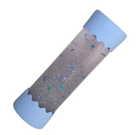 Calm Down Bottle | Soft Blue with sparkles and glitter inside for sensory play and baby visual stimulation.