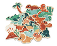 Wooden Magnets | Dino set featuring colorful magnetic dinosaur shapes and nature elements for kids age 2 and up.