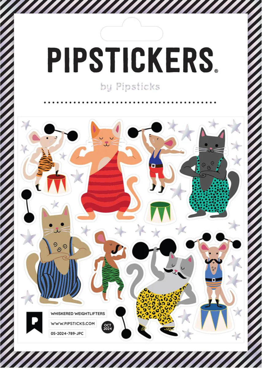 Whiskered Weightlifters Stickers