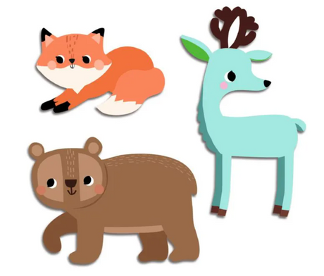 Baby Stickers | Forest Animals featuring a cute fox, deer, and bear on thick, easy-to-peel paper stickers.