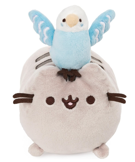 Pusheen & Bo Best Friend Set plush toy with smiling Pusheen and blue-winged Bo on top, soft and cuddly design