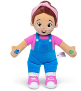 Ms Rachel Speak n Sing Doll wearing pink shirt and blue overalls with touch-activated sound features for early speech development.
