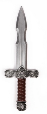 Viking Dagger with detailed silver blade and brown twisted handle, safe foam design for kids' imaginative play.