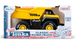 Tonka Dump Truck in retro packaging, durable metal and plastic construction with rugged rubber tires for outdoor play.