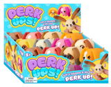Perk Ups! display box with assorted colorful puppy toys whose ears perk up when squeezed.