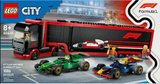 City F1 Truck with RB20 & AMR24 F1 Cars