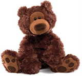 Teddy Bear Philbin Chocolate featuring a 12-inch soft brown plush with cute paw pad accents and a curious expression.