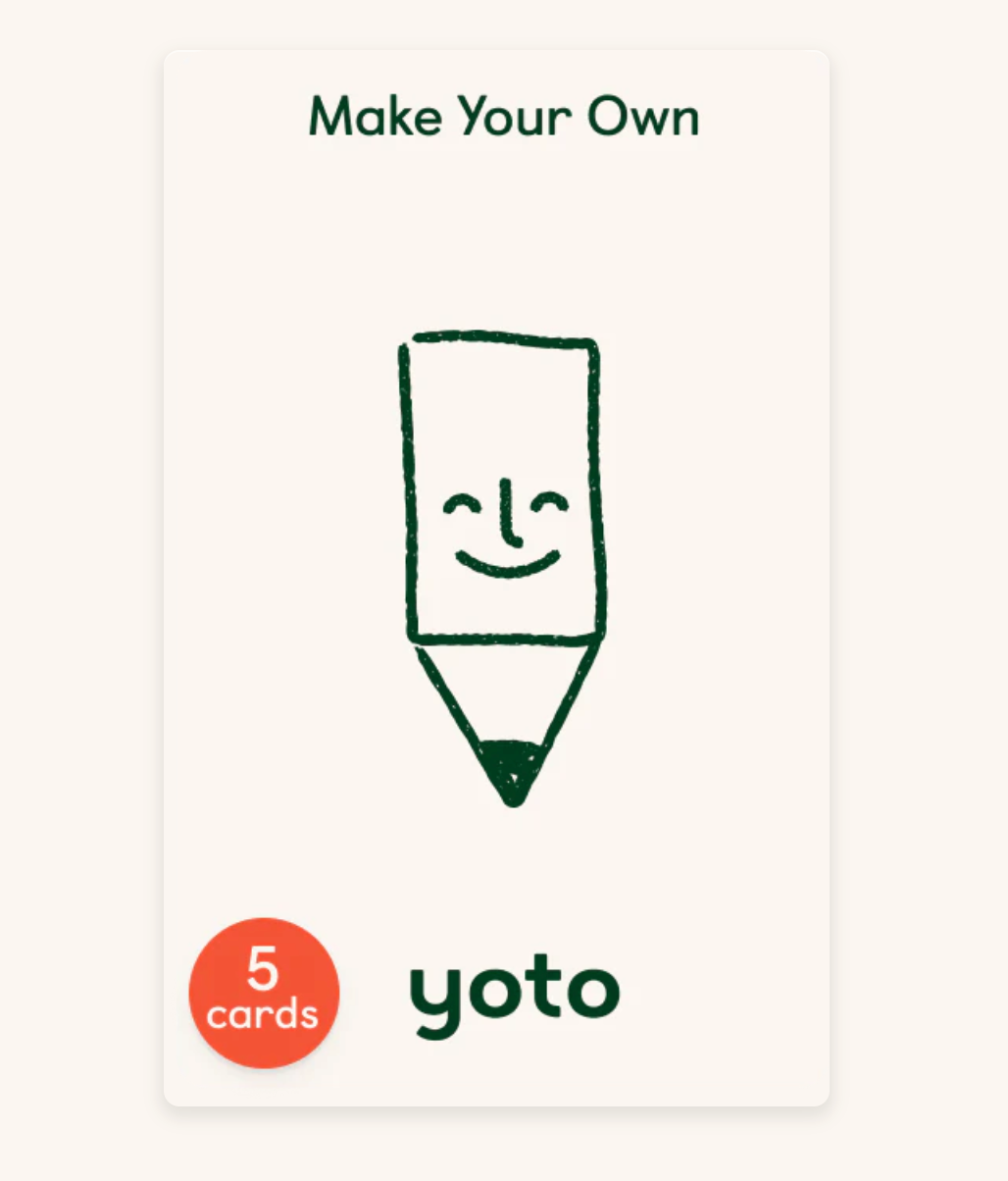 Yoto | Make Your Own Cards pack with 5 blank cards to create and customize audio content easily.