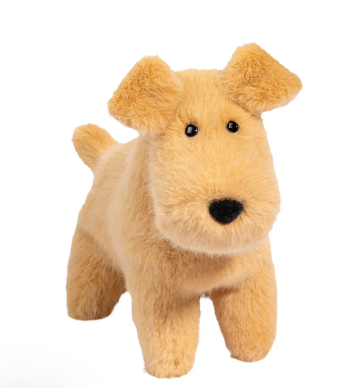 Muzzles | Tan Dog Ed plush toy resembling a tan dog with soft fur and black eyes and nose.