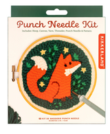 Punch Needle Kit | Fox with adjustable hoop, punch needle, threader, cotton cloth, and yarn for beginners.