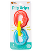 Plip Grips silicone sensory links in red, yellow, and blue with unique textures for baby’s tactile play.