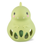Silicone Rattle | Dino in soft green silicone with cute face, easy grip, and gentle rattle for babies' sensory play.