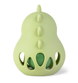 Silicone Rattle | Dino in soft green silicone with small spikes and open sections for easy baby gripping and rattling sound.