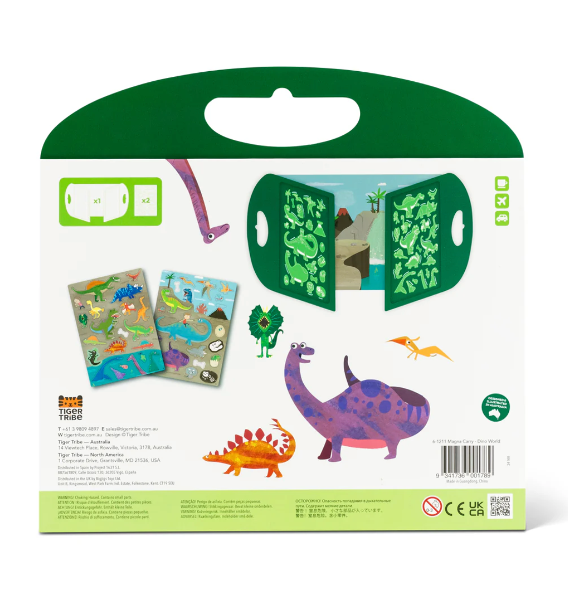 Magna Carry | Dino World set with dinosaur magnets, foldable play case, and colorful prehistoric characters for imaginative play.