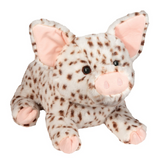 Palmers the Jumbo Pig plush with brown spots, embroidered snout, pink ears and feet, soft and cuddly stuffed animal.