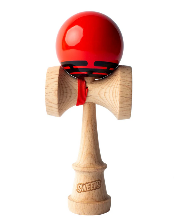 Kendama Prime Radar | Red with a solid red tama featuring black radar marks and natural wood BOOST ken for skilled play.