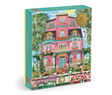 1000pc Capeside Victorian House Puzzle featuring a charming pink Victorian house surrounded by vibrant gardens in springtime.