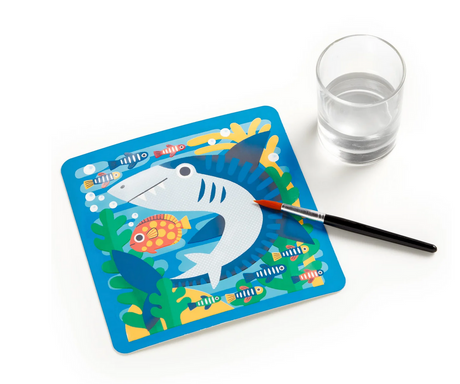 Color Magic Water Reveal | Under the Sea showing a water brush revealing colorful ocean creatures on a sheet.