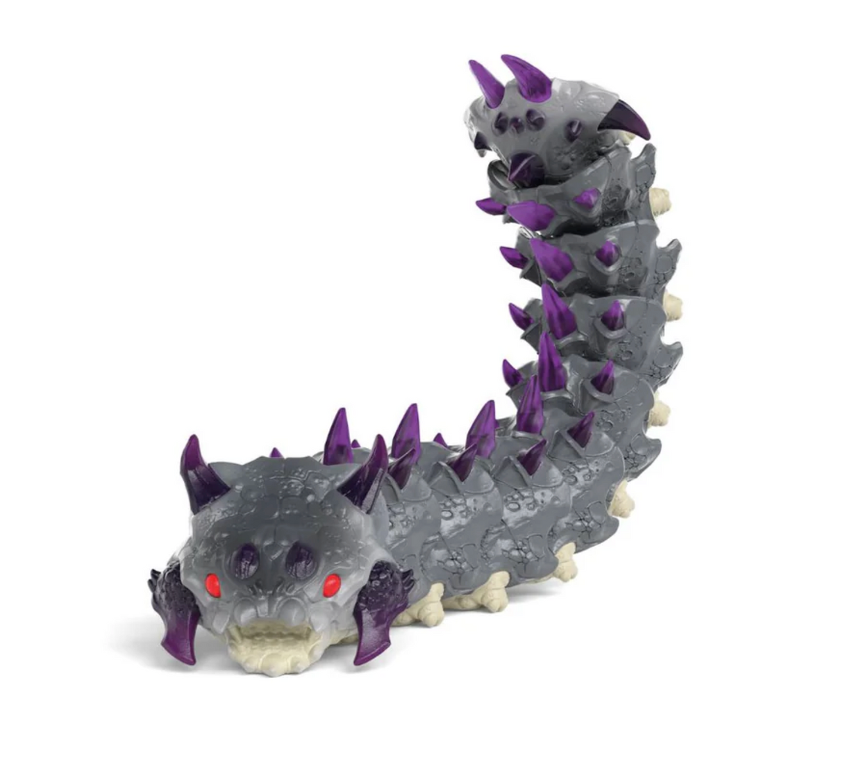 Eldrador Creatures | Shadow Worm toy with a long spiky body, fiery red eyes, and sharp teeth for ages 3 and up.