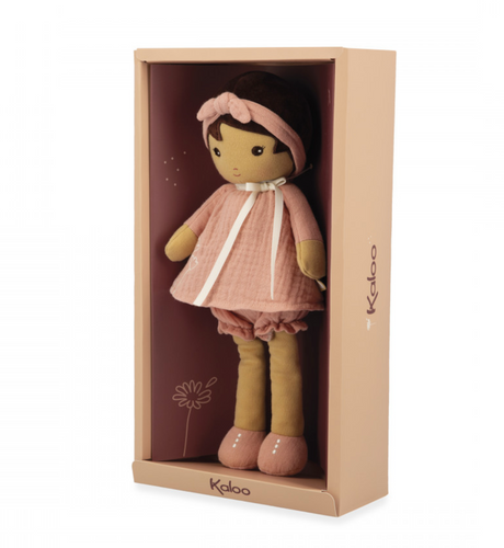Tendresse | Amandine doll in pastel micro velour and cotton muslin, 32 cm, in soft natural tones, machine washable.