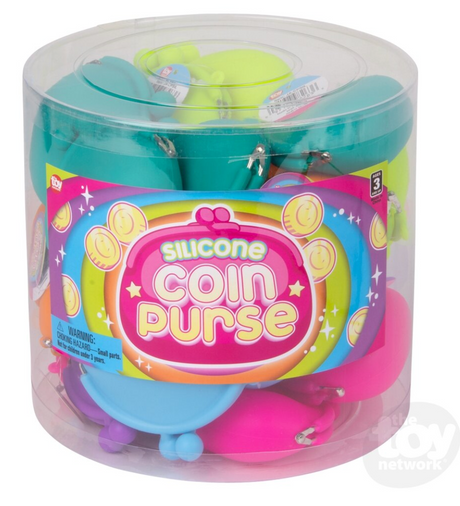 Silicone Coin Purse in assorted colors, 3.5 inches, stylish and safe for holding money, sold separately.