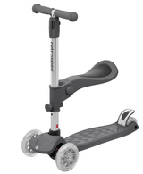 Chipmunk Plus Kids' Kick Scooter | Silver with 3 wheels, adjustable handle, and seat for balance and fun learning.