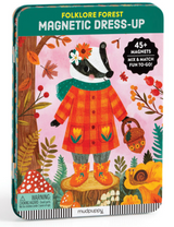 Magnetic Dress Up Folklore Forest features a badger in colorful fall outfit with 45+ mix and match magnets.