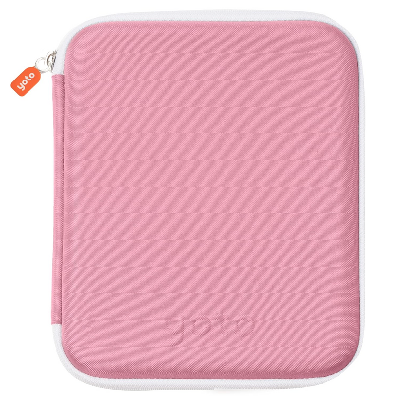 Yoto Card Case | Think Pink soft zippered folder for storing up to 64 Yoto Cards in angled pockets.
