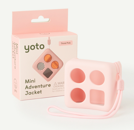 Yoto Mini Adventure Jacket | Think Pink silicone carry-case with wrist lanyard to protect and personalize your Yoto Mini.