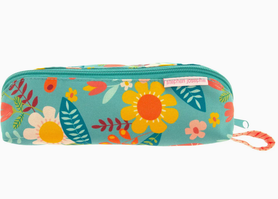 All Over Print Pencil Pouch | Turquoise Floral