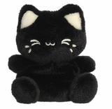 Black Sesame Meowchi plush with soft black fur and cute embroidered facial details, a charming kawaii companion.