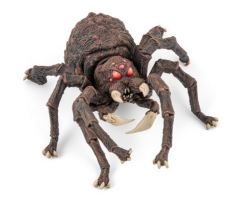 Detailed model of a giant spider with red eyes and sharp legs, representing the mythical creature Arachnos.