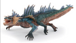 Detailed sea dragon model with textured blue and brown scales and sharp fins standing on four clawed legs