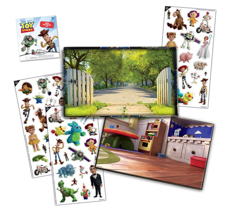 Toy Story Colorforms travel set with repositionable stickers and scenic backgrounds for creative play on the go