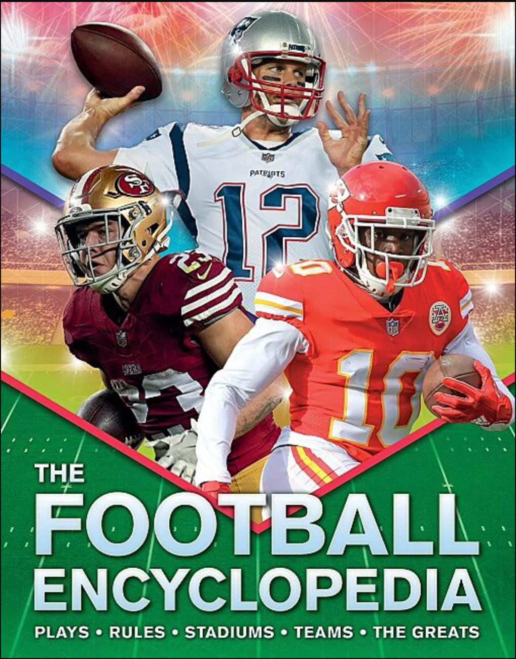 Cover of The Football Encyclopedia featuring three football players in action with a vibrant stadium background