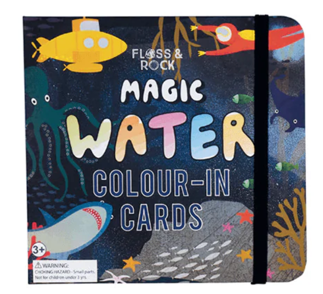 Ocean-themed magic water colour-in cards with underwater creatures and a reusable water pen for kids ages three and up