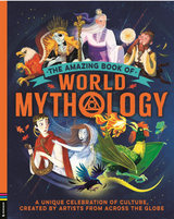 Cover of a mythology book featuring diverse mythical characters, creatures, and vibrant fantasy artwork