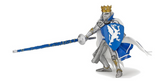 Blue Dragon King knight figurine with dragon crest shield and detailed silver armor holding a long lance